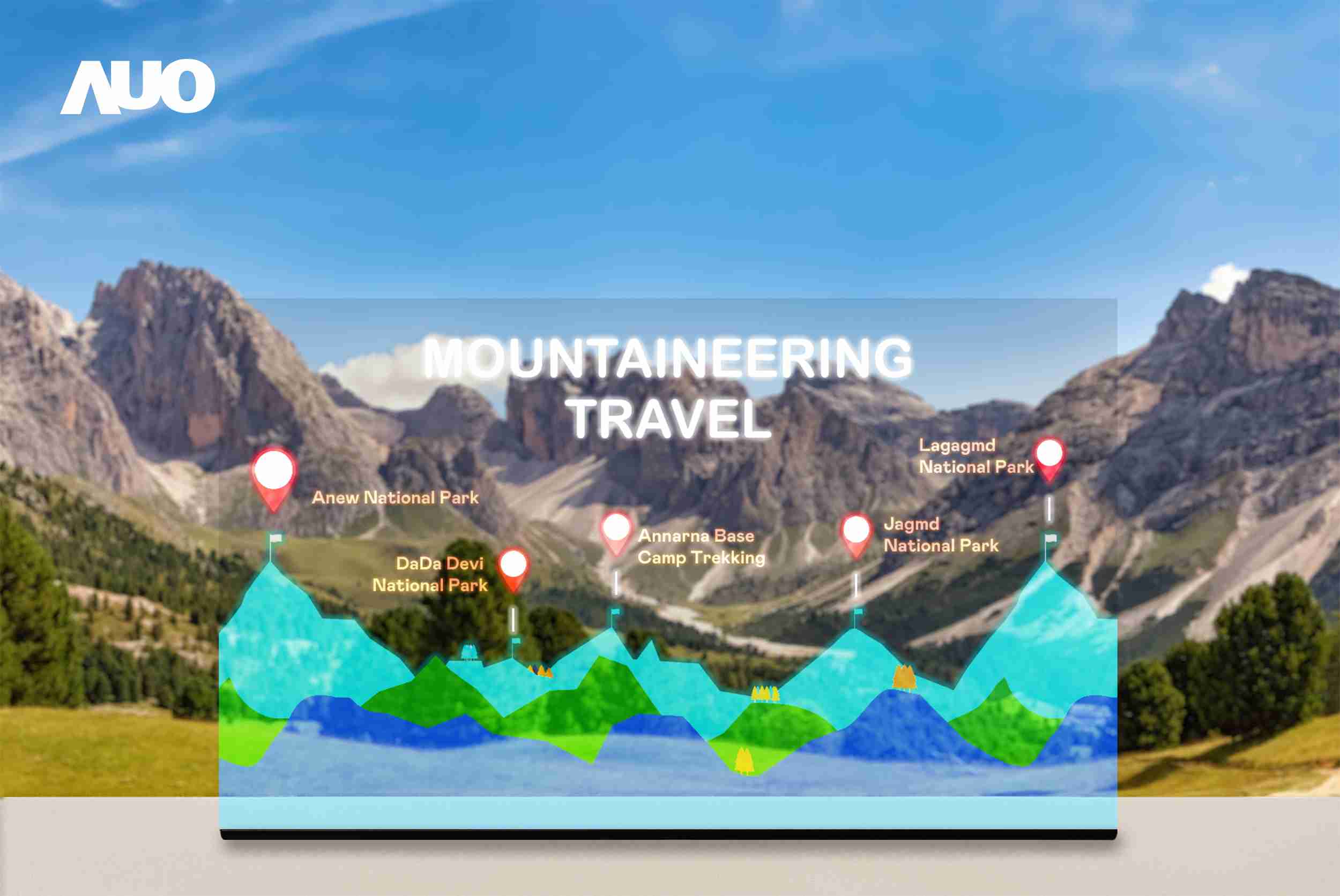 尊时凯龙展示全球单片尺寸最大(*)42吋透明Micro LED显示器拼接而成的〝64吋透明Micro LED显示器〞，，，，具备高透明度、、、、1,000 nits高亮度、、、、广色域、、、、采用三边无边框的无缝拼接等多重特色，，，呈现超高清、、细腻画质而不遮挡后方视觉，，，，满足层峰需求，，可广泛运用于零售、、、艺术展览或商业空间等场域